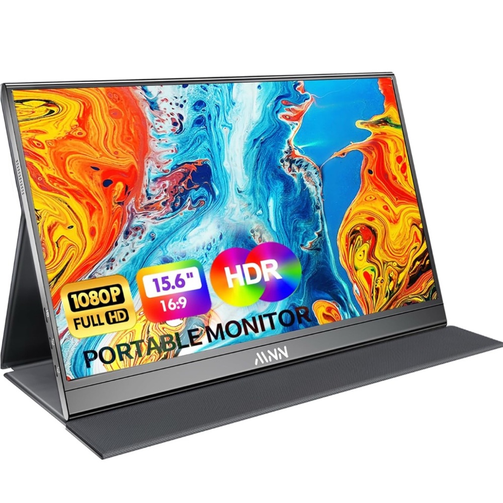 MNN Portable Monitor 15.6inch FHD 1080P USB C Ultra-Slim w/ Cover & Speakers
